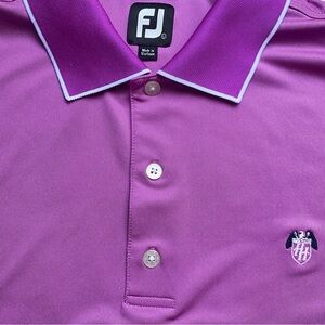 FJ FootJoy Purple Short Sleeve 3 Button Golf Polo Size Large